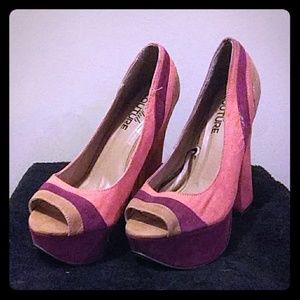 Fun and flirty pink and orange platform heels